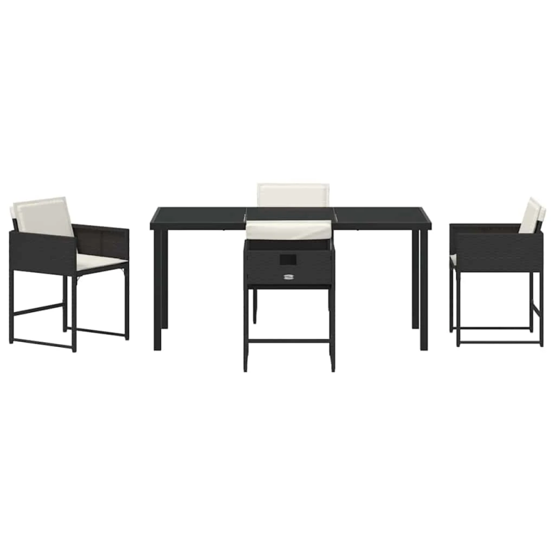 vidaXL Dārza ēdamgalds 5 pcs Melna poliratāns