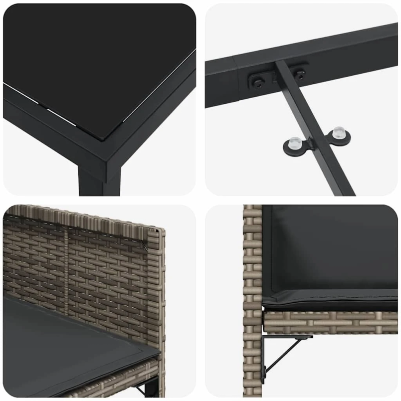 vidaXL Dārza ēdamgalds 5 pcs Pelēka poliratāns