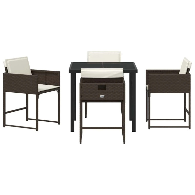 vidaXL Dārza ēdamgalds 5 pcs Brūna poliratāns