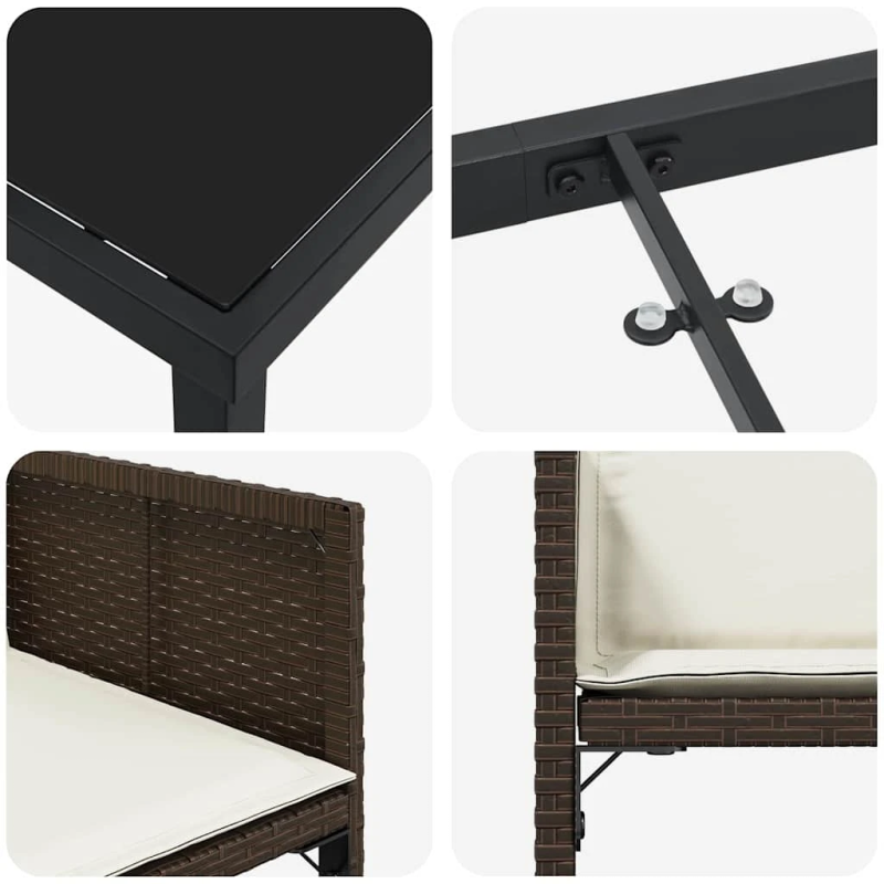 vidaXL Dārza ēdamgalds 5 pcs Brūna poliratāns