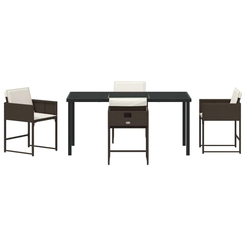 vidaXL Dārza ēdamgalds 5 pcs Brūna poliratāns