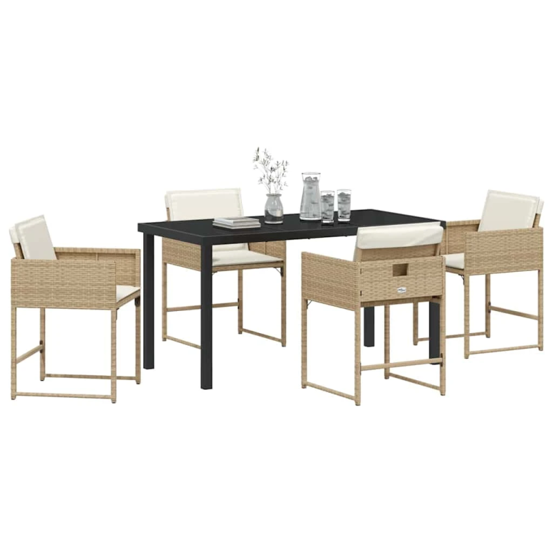 vidaXL Dārza ēdamgalds 5 pcs Bēša poliratāns