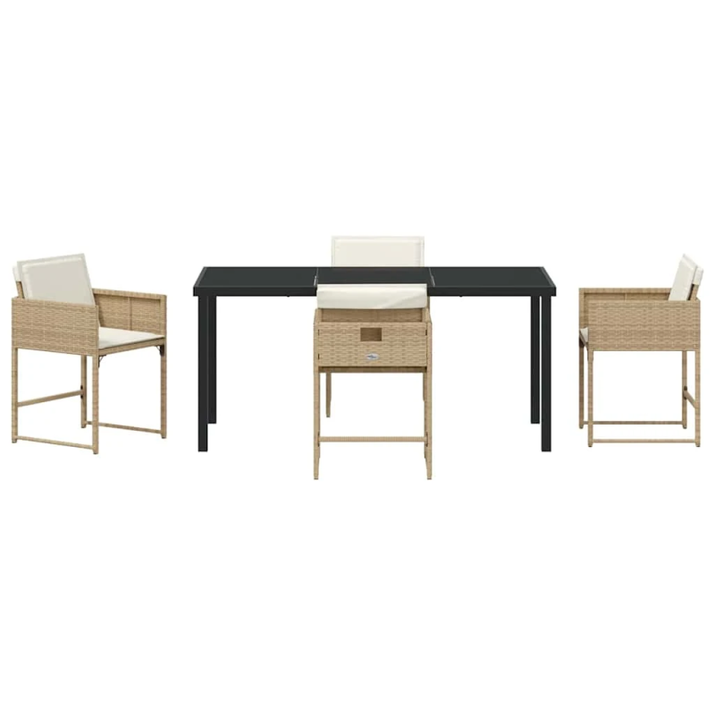 vidaXL Dārza ēdamgalds 5 pcs Bēša poliratāns