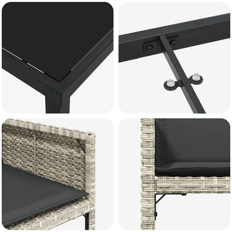 vidaXL Dārza ēdamgalds 5 pcs Gaiši pelēks poliratāns