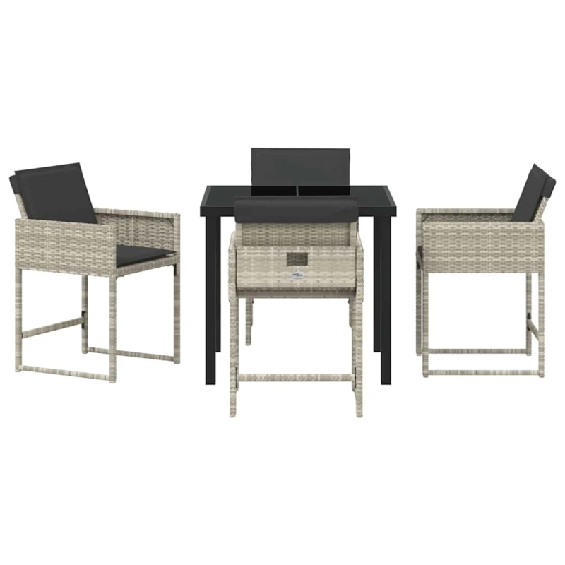 vidaXL Dārza ēdamgalds 5 pcs Gaiši pelēks poliratāns