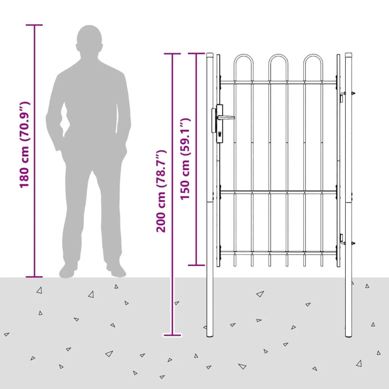 vidaXL Žoga vārti ar slēdzeni Pelēka 103 x 200 cm