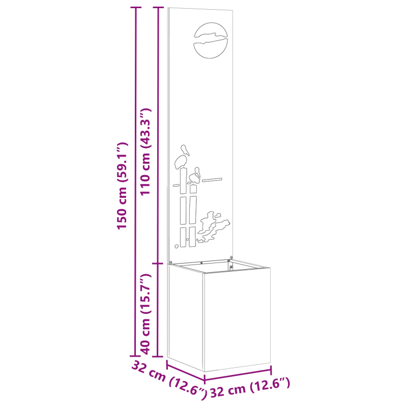 vidaXL Dārza privātuma ekrāns Balts 32 x 140 cm Auksti velmēta tērauds