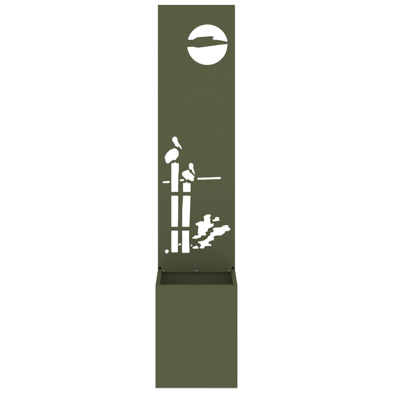 vidaXL Dārza privātuma ekrāns Izriezts raksts Olīvu zaļa 32 x 140 cm