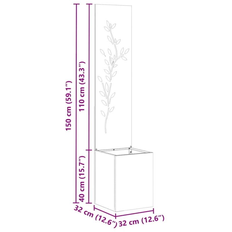 vidaXL Dārza privātuma ekrāns Melna 32 x 140 cm Auksti velmēta tērauds