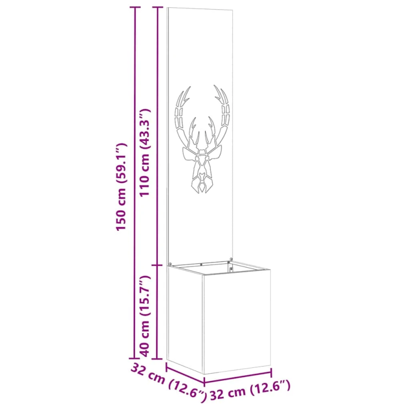 vidaXL Dārza privātuma ekrāns Melna 32 x 140 cm Auksti velmēta tērauds