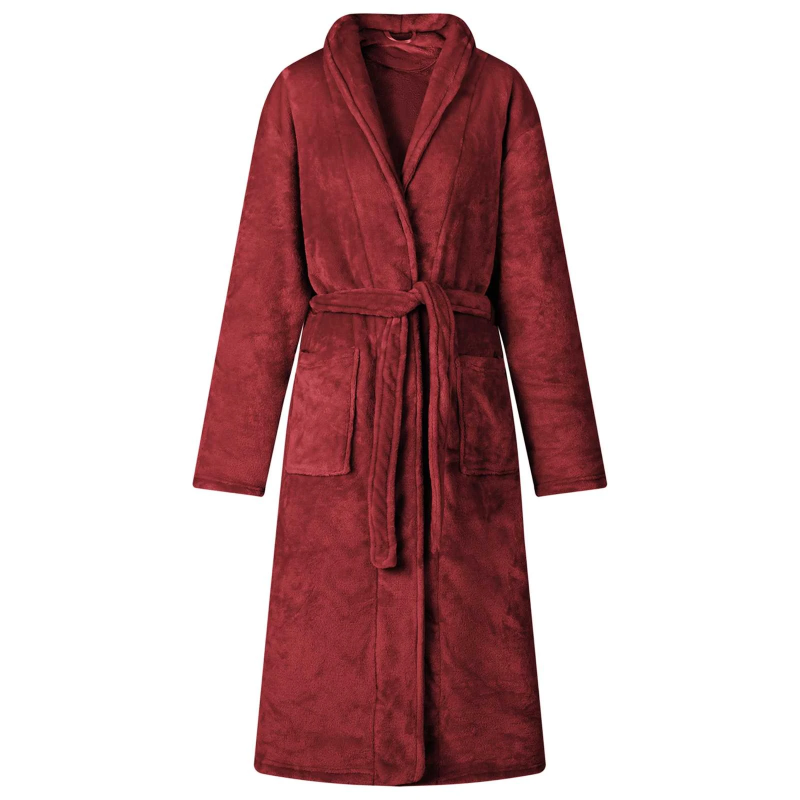 vidaXL Halāts bez kapuces Bordo sarkans xl Flanelis