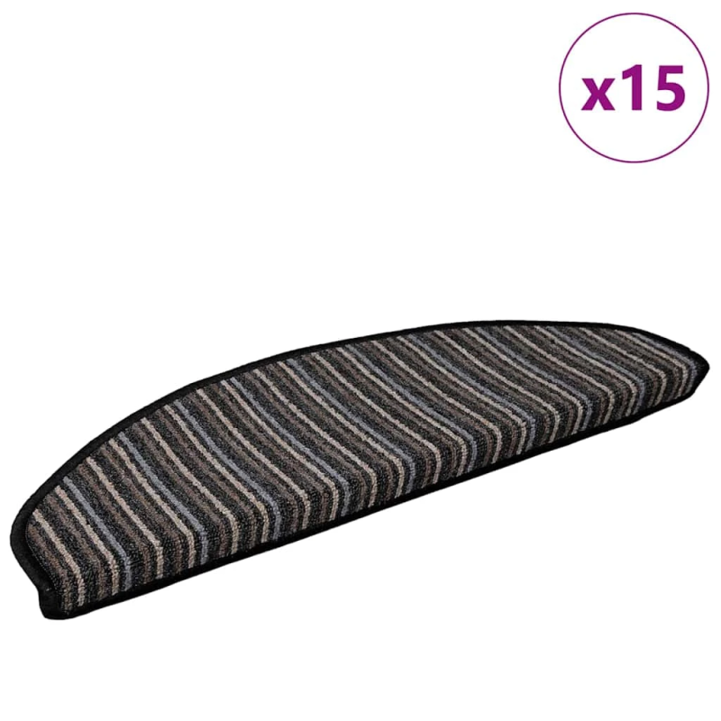 vidaXL Pašlīmējoši paklāji kāpnēm 15 pcs Antracīts 65 x 21 x 4 cm