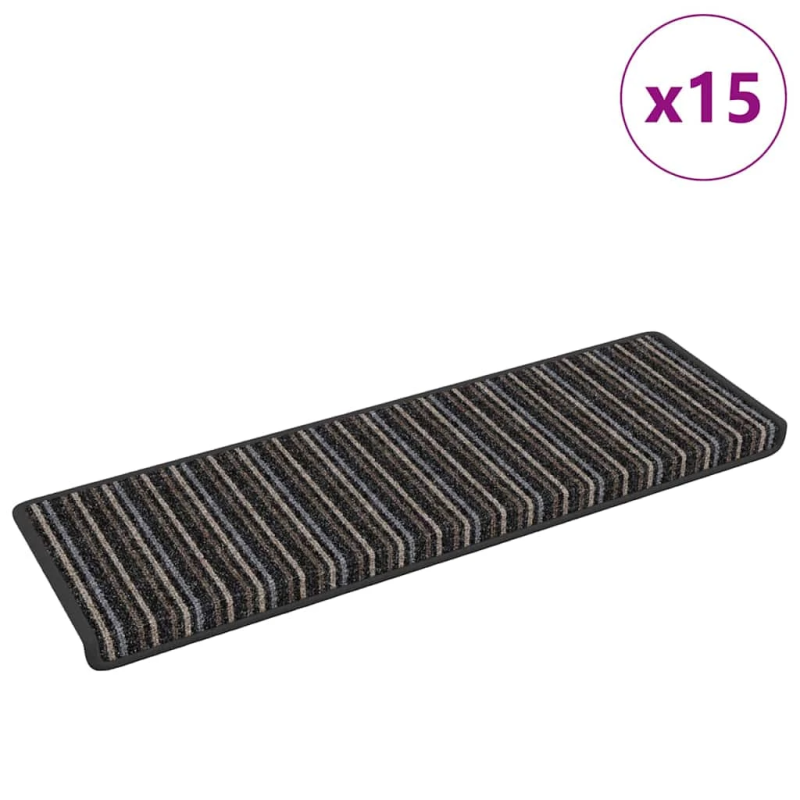 vidaXL Pašlīmējoši paklāji kāpnēm 15 pcs Antracīts 65 x 21 x 4 cm