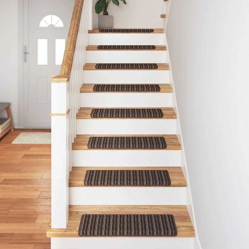 vidaXL Pašlīmējoši paklāji kāpnēm 15 pcs Brūna 65 x 21 x 4 cm