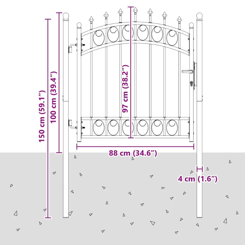 vidaXL Žoga vārti ar naglām Pelēka 100 x 100 cm Pulverkrāsots tērauds
