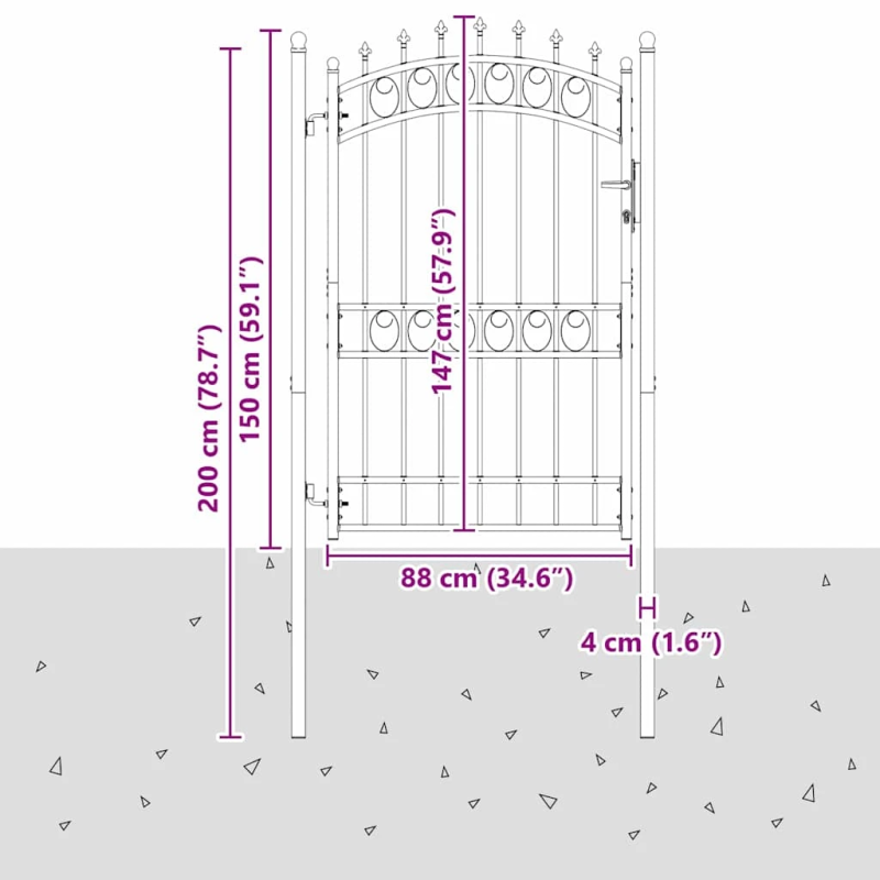 vidaXL Žoga vārti ar naglām Pelēka 200 x 100 cm Pulverkrāsots tērauds