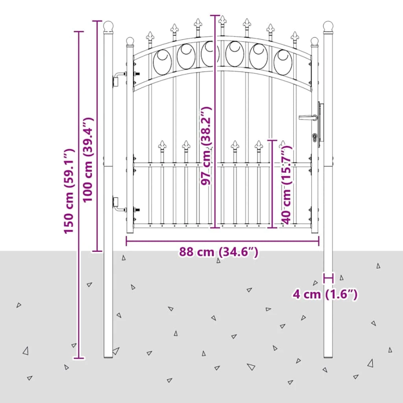 vidaXL Žoga vārti ar naglām Pelēka 100 x 100 cm Pulverkrāsots tērauds