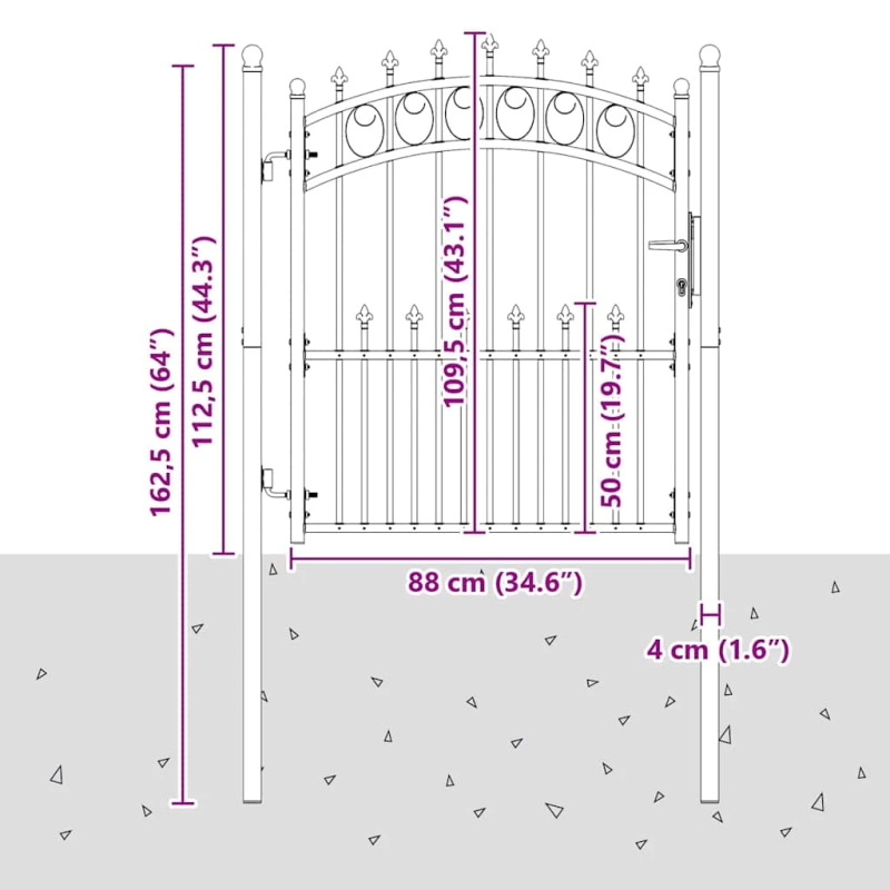 vidaXL Žoga vārti ar naglām Pelēka 125 x 100 cm Pulverkrāsots tērauds