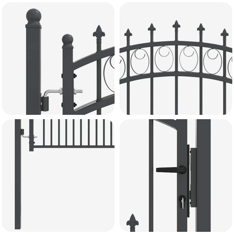 vidaXL Žoga vārti ar naglām Pelēka 125 x 100 cm Pulverkrāsots tērauds