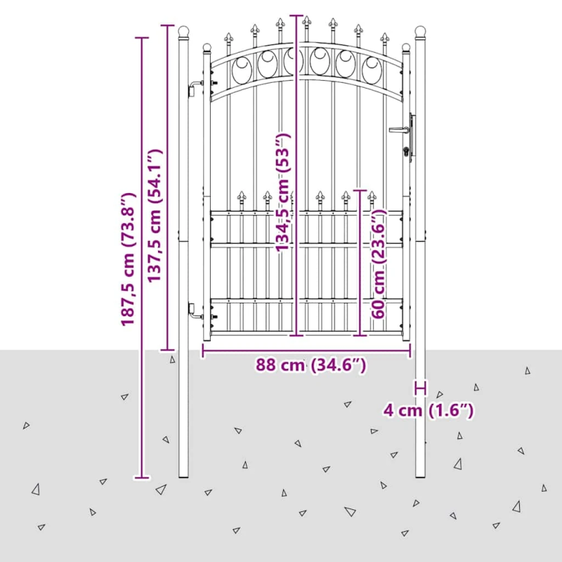 vidaXL Žoga vārti ar naglām Pelēka 170 x 100 cm Pulverkrāsots tērauds