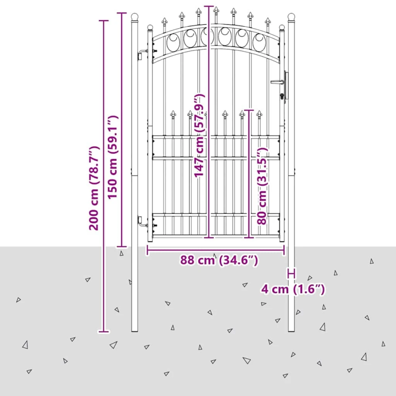 vidaXL Žoga vārti ar naglām Pelēka 200 x 100 cm Pulverkrāsots tērauds