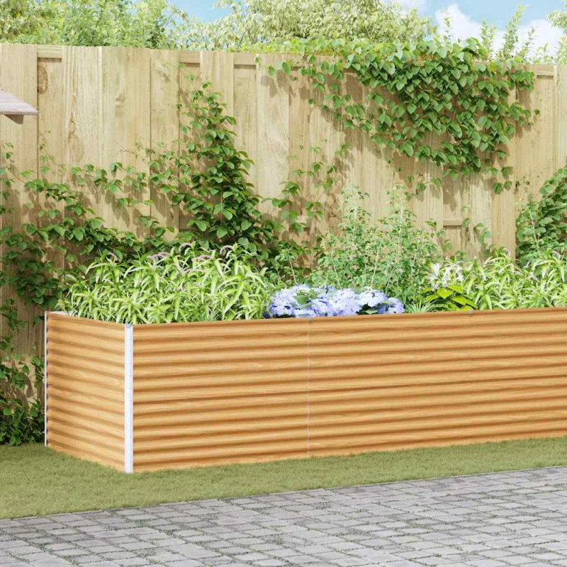 vidaXL Augstā puķu kaste Gaiši brūns 485 x 100 x 68 cm Cinkots tērauds