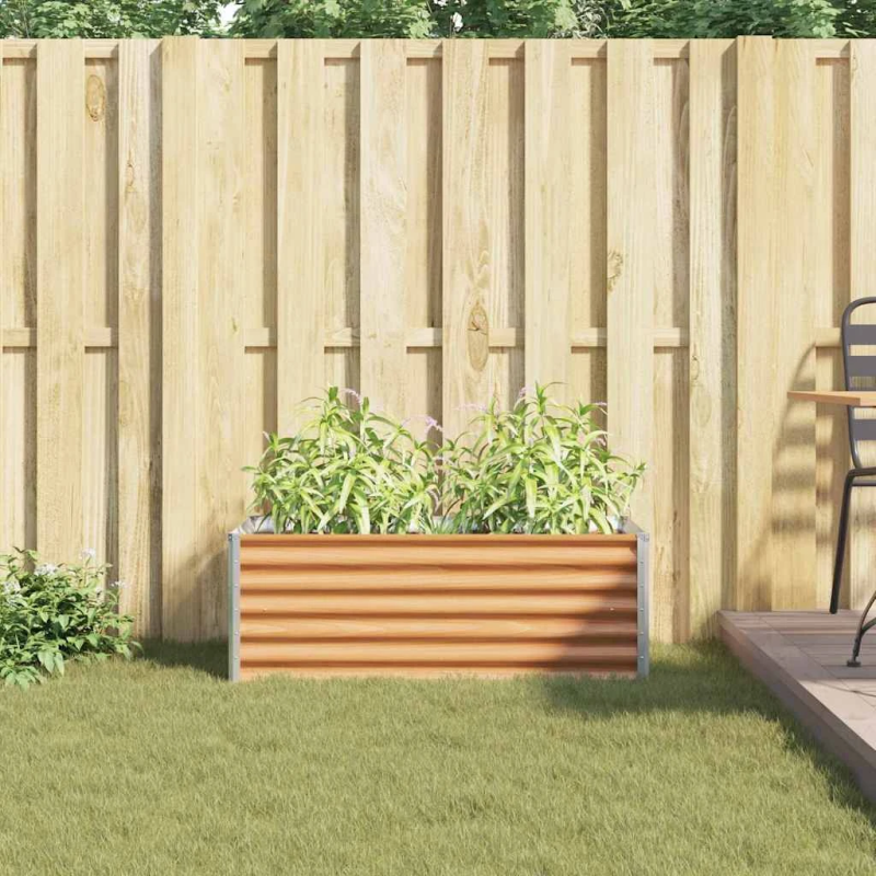 vidaXL Augstā puķu kaste Gaiši brūns 98 x 50 x 36 cm Cinkots tērauds