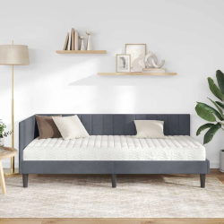 vidaXL Stūra gultas rāmis ar matrači 2 pcs Pelēka Samts