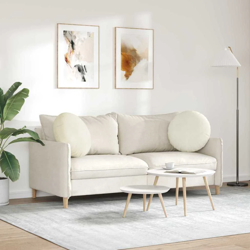 vidaXL Sēdvietas spilventiņi 2 pcs Krēmkrāsa DIA 40 x 13 cm Samts