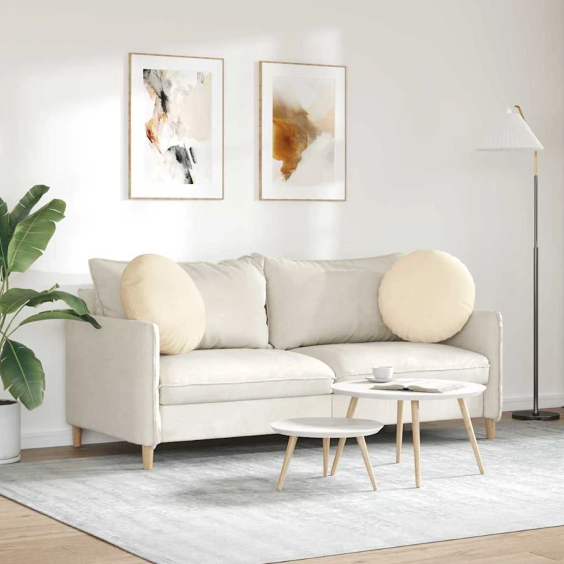 vidaXL Sēdvietas spilventiņi 2 pcs Krēmkrāsa DIA 50 cm Korduroja audums