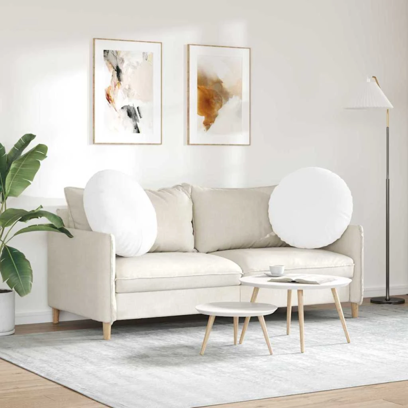 vidaXL Sēdvietas spilventiņi 2 pcs Balts DIA60 x 21 cm audums