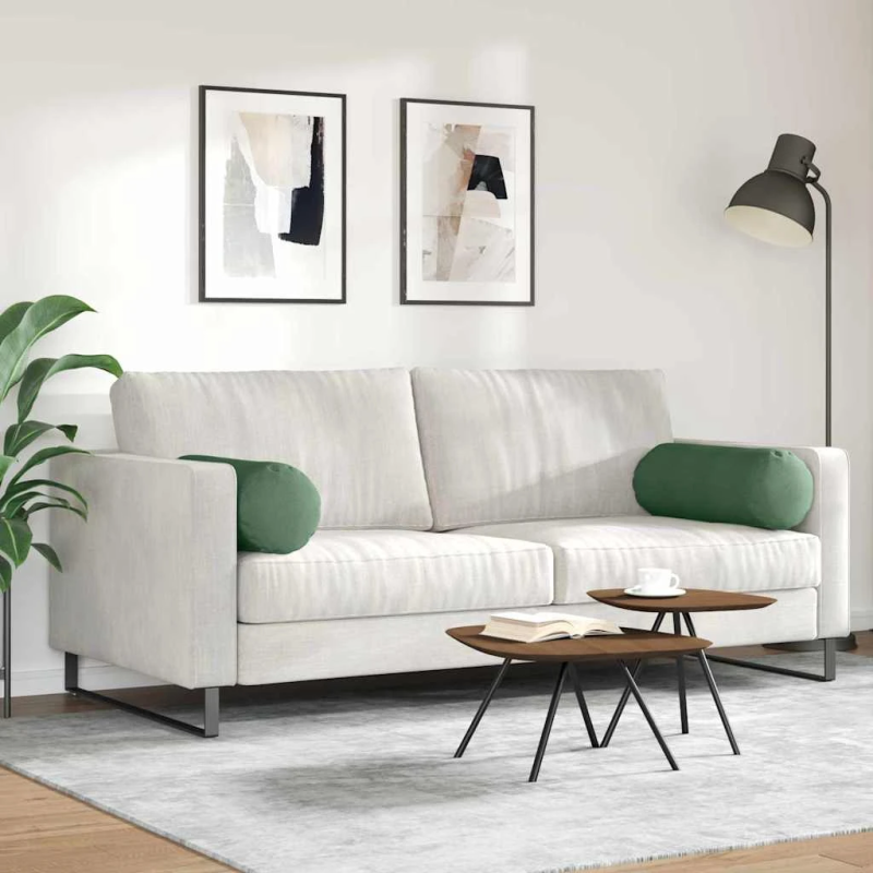 vidaXL Spilveni 2 pcs Tumši zaļš DIA 25 x 70 cm Korduroja audums