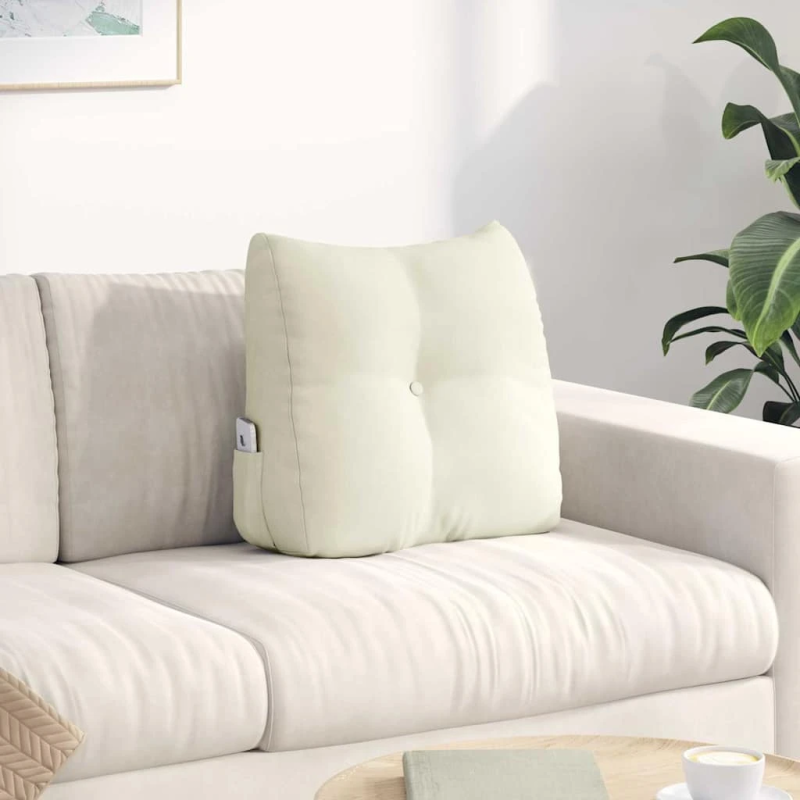 vidaXL Atpakaļ spilvens Krēmkrāsa 45 x 24 x 50 cm Samts