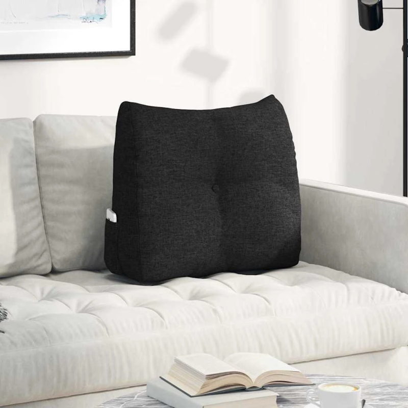 vidaXL Atpakaļ spilvens Melna 60 x 24 x 50 cm audums