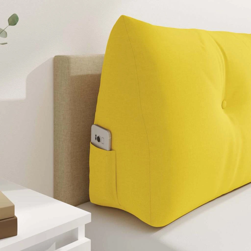 vidaXL Atpakaļ spilvens Gaiši dzeltena 180 x 24 x 50 cm audums