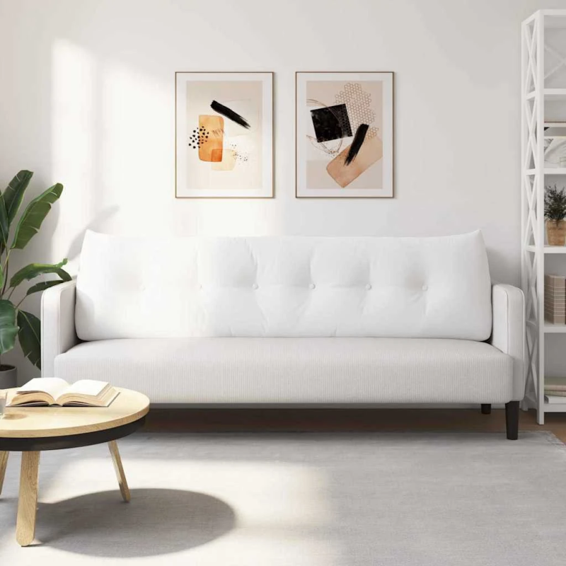 vidaXL Atpakaļ spilvens Balts 180 x 24 x 50 cm audums