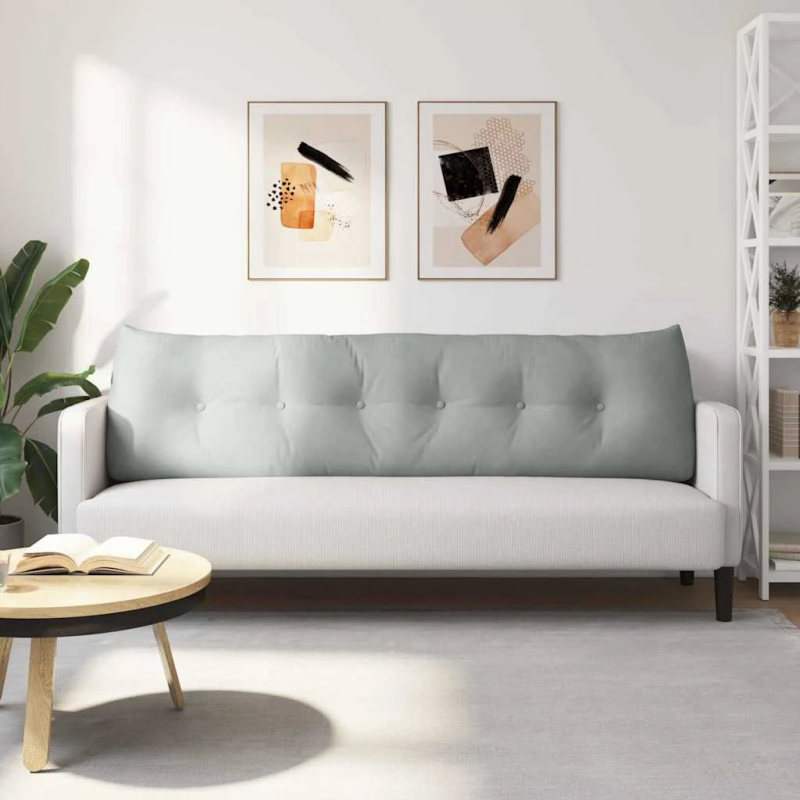 vidaXL Atpakaļ spilvens Gaiši pelēks 180 x 24 x 50 cm Samts