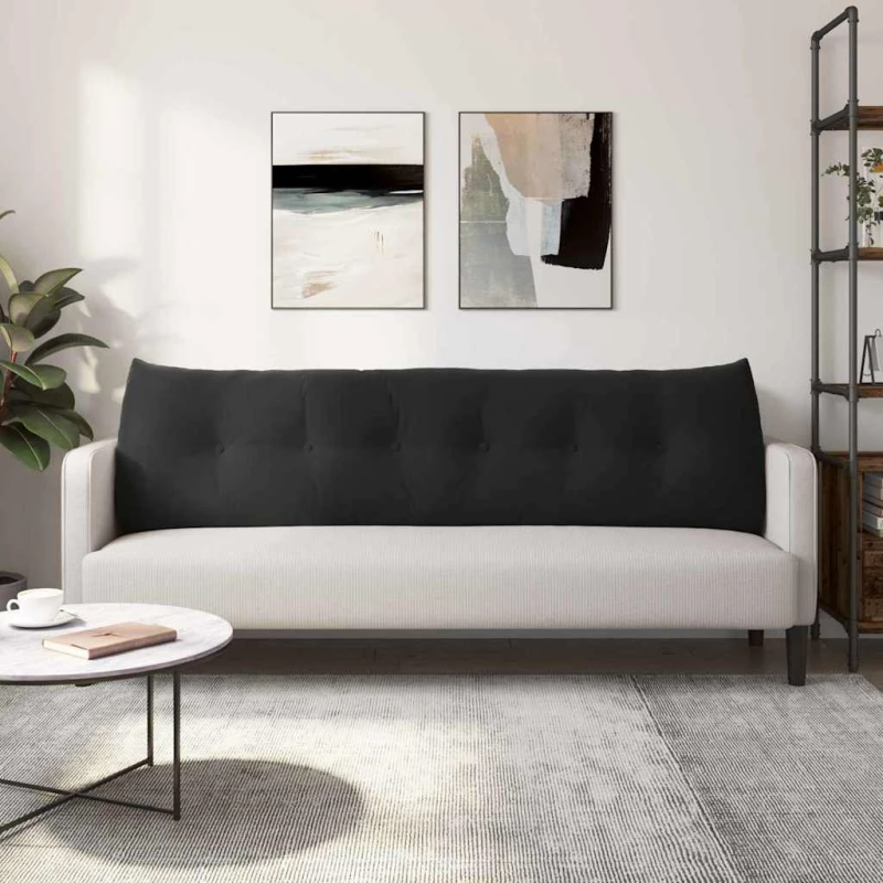 vidaXL Atpakaļ spilvens Melna 180 x 24 x 50 cm Samts