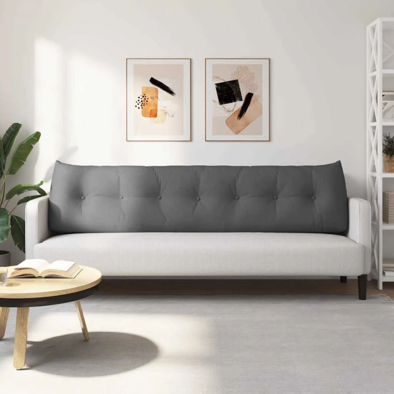 vidaXL Atpakaļ spilvens Tumši pelēks 200 x 24 x 50 cm audums