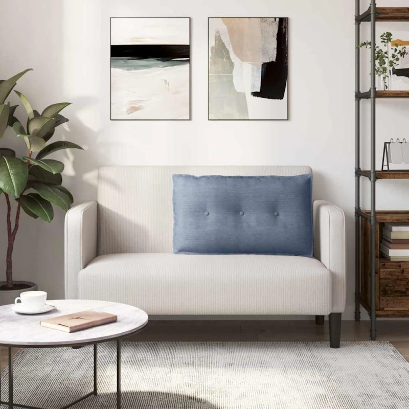 vidaXL Atpakaļ spilvens Zila 80 x 50 cm Korduroja audums