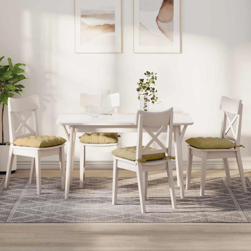 vidaXL Sēdvietas spilventiņi 4 pcs Pelēki zaļa 40 x 40 x 6 cm