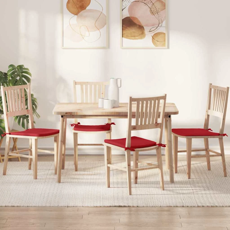 vidaXL Sēdvietas spilventiņi 4 pcs Sarkana 40 x 40 x 3 cm audums