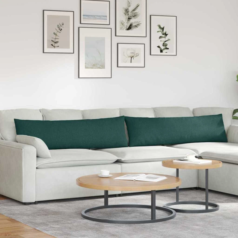vidaXL Dīvāna spilveni 2 pcs Tumši zaļš 145 x 40 cm audums