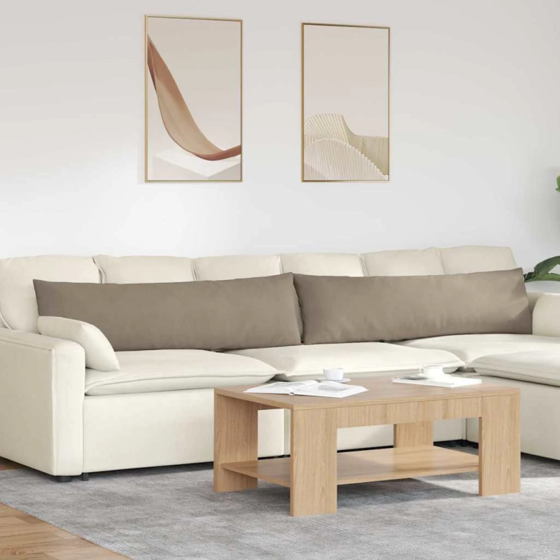 vidaXL Dīvāna spilveni 2 pcs Pelēkbrūna 145 x 40 cm audums