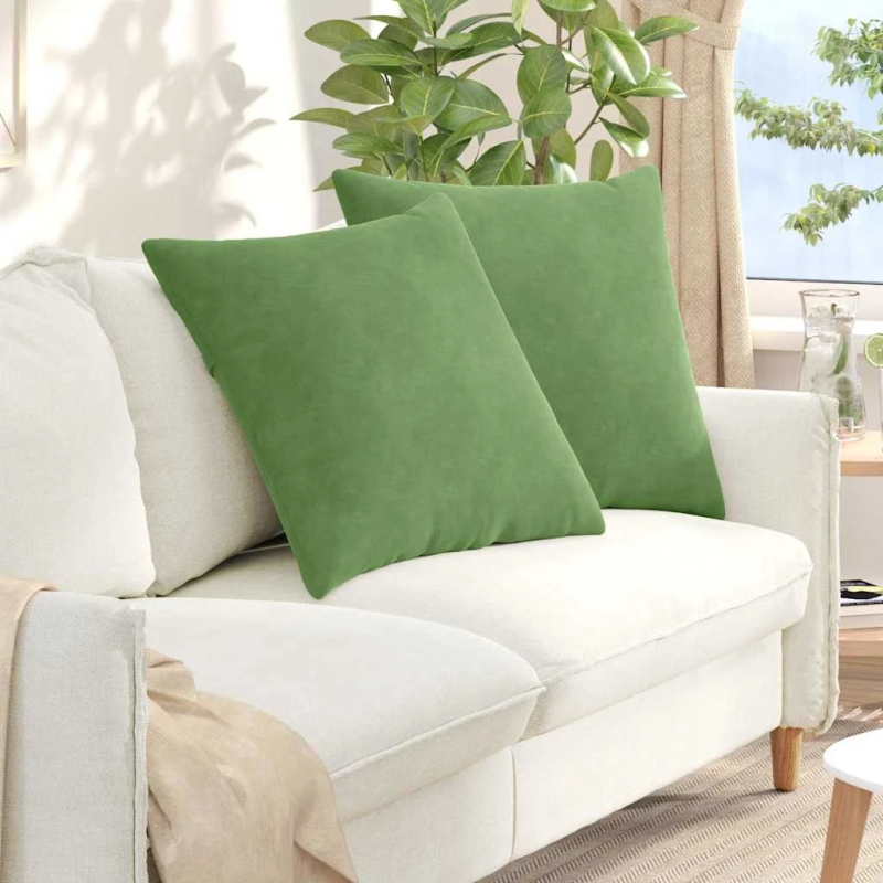 vidaXL Dīvāna spilveni 2 pcs Gaiši zaļa 60 x 60 cm Korduroja audums