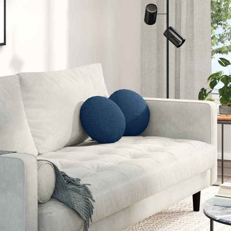 vidaXL Sēdvietas spilventiņi 2 pcs Zila DIA30 x 13 cm audums