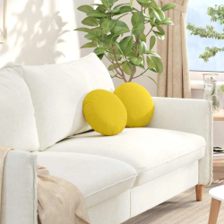 vidaXL Sēdvietas spilventiņi 2 pcs Gaiši dzeltena DIA30 x 13 cm audums