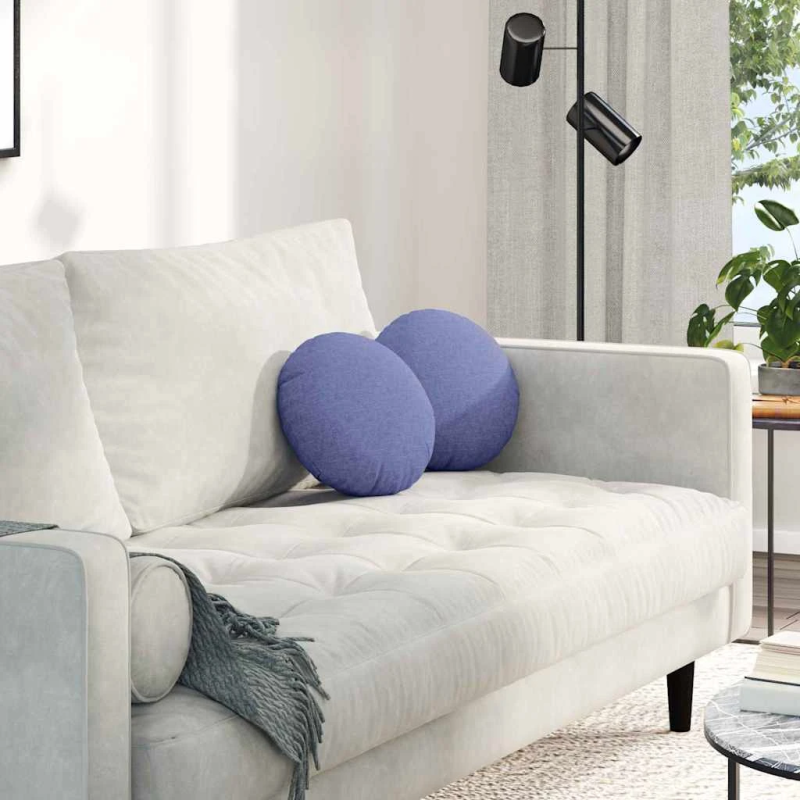 vidaXL Sēdvietas spilventiņi 2 pcs Džinsu zils DIA30 x 13 cm audums