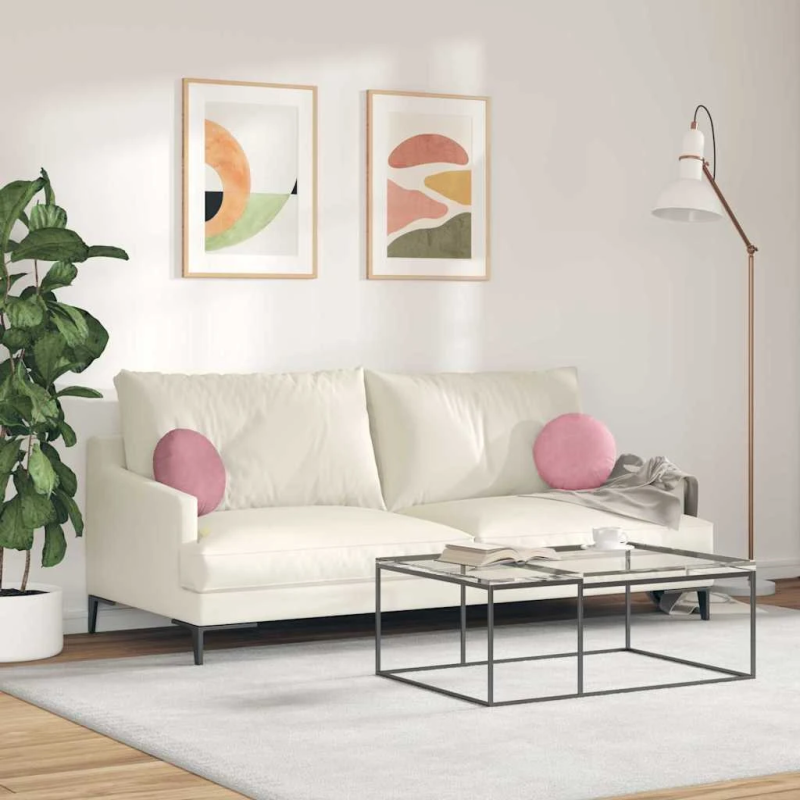 vidaXL Sēdvietas spilventiņi 2 pcs Rozā DIA 40 x 13 cm Samts