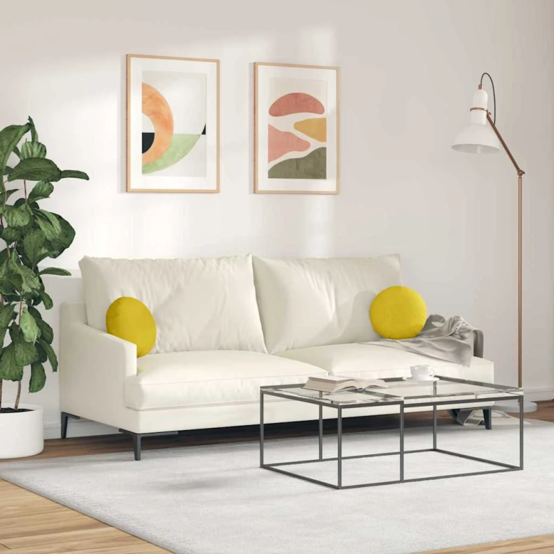 vidaXL Sēdvietas spilventiņi 2 pcs Dzeltena DIA 40 x 13 cm Samts